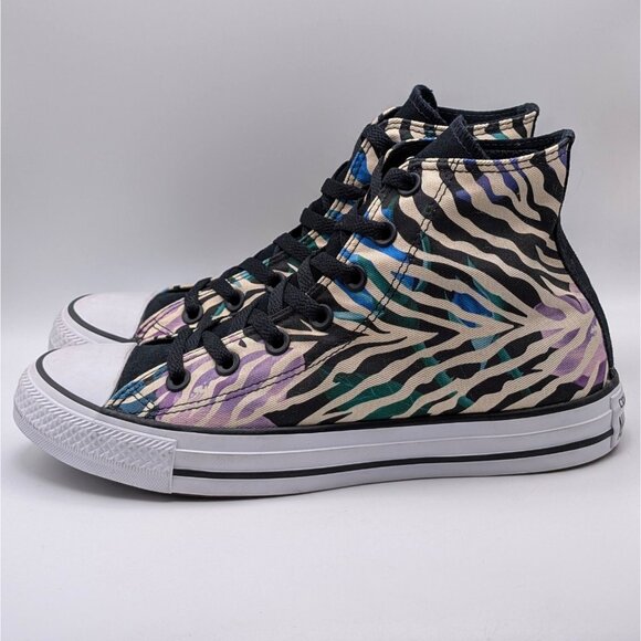 Converse Chuck Taylor All Star High Top Colorful Rainbow Zebra Women’s Size 8 - Picture 4 of 7